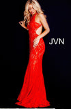 Red Nude Long Fitted Open Back Prom Dress JVN41875