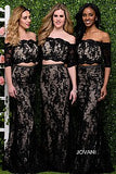 Black and Nude Fitted Two Piece Prom Dress JVN47915