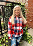 Cozy red shacket