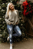 Olive distressed sweater