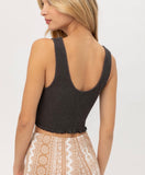 Smocked Crop Top-black