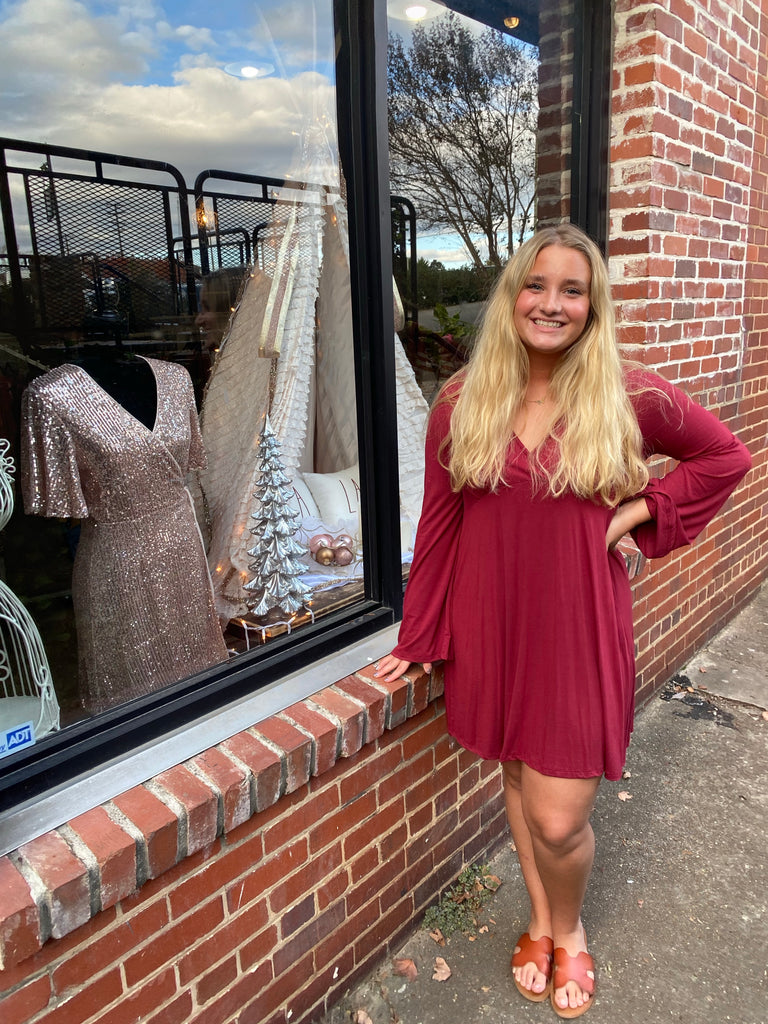 Downtown Burgundy Wrap dress Southern Grace Boutique Downtown Burgundy Wrap dress Southern Grace Boutique