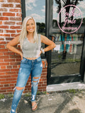 Smocked Crop top-olive stone