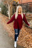 Weekend living waffle knit top-burgundy