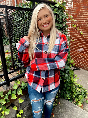 Cozy red shacket