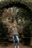 Olive distressed sweater