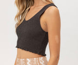 Smocked Crop Top-black