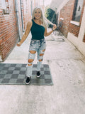 One Shoulder Crop Top-Teal