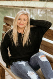 Rockin’ around the Christmas Tree Black distressed sweater