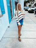 Ivory stripe  Distressed Sweater