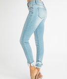 Kan can Mid rise hem detail ankle skinny