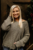Olive distressed sweater