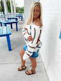 Ivory stripe  Distressed Sweater