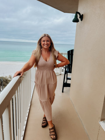 Touch of Fall Dress-Light Taupe