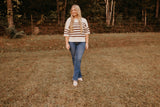 Fall Vibes Striped half sleeve Sweater