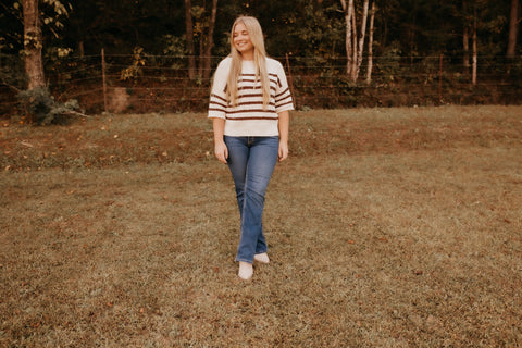 Fall Vibes Striped half sleeve Sweater