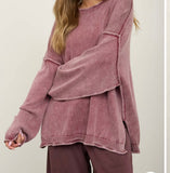 Burgundy Distressed Top