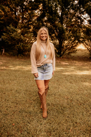 Oatmeal Mock Neck Sweater