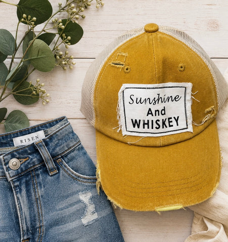 Sunshine & Whiskey Distressed Hat