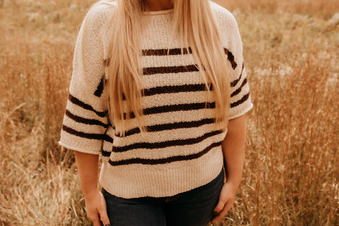 Fall Vibes Striped half sleeve Sweater