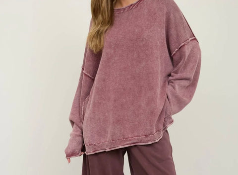Burgundy Distressed Top
