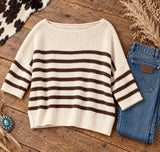 Fall Vibes Striped half sleeve Sweater