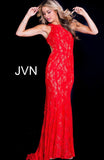 Red Nude Long Fitted Open Back Prom Dress JVN41875