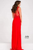 Sheer Neckline Chiffon Embroidery Beaded Prom Dress JVN41466