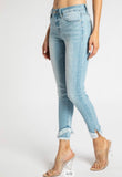 Kan can Mid rise hem detail ankle skinny