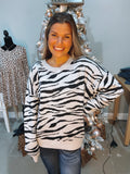 Grey Zebra Print Sweater